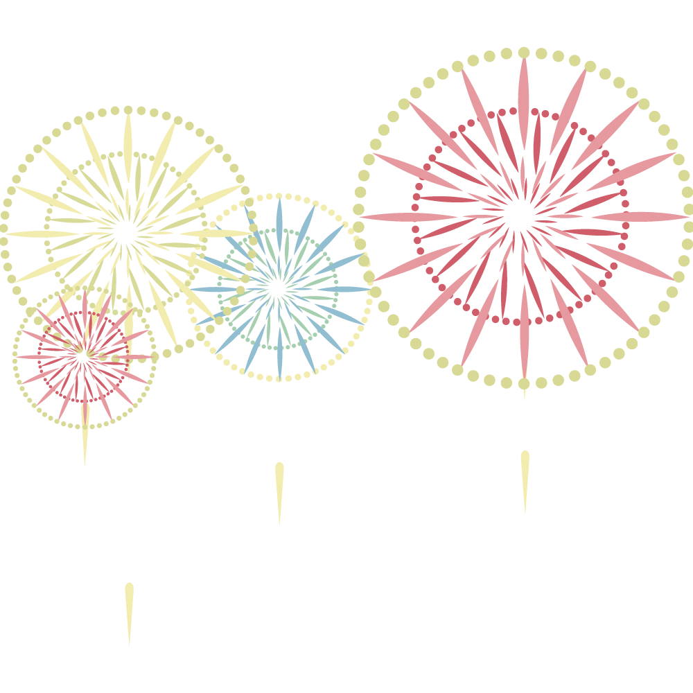 シンプルな打ち上げ花火のイラストです。