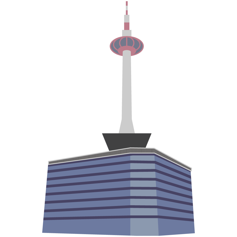 京都駅前に建つ京都タワーのイラストです。