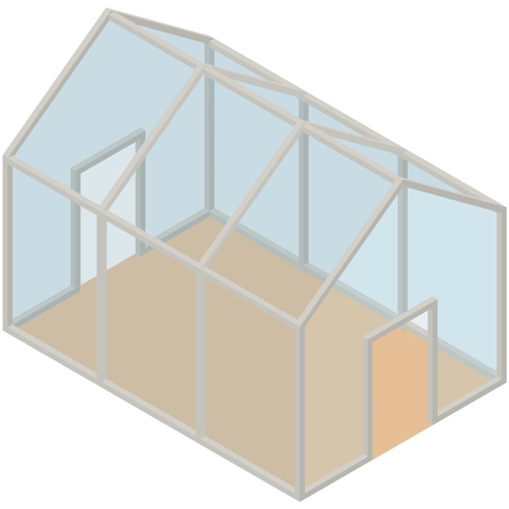 シンプルなアイソメ図のビニールハウス(温室)のイラストです。