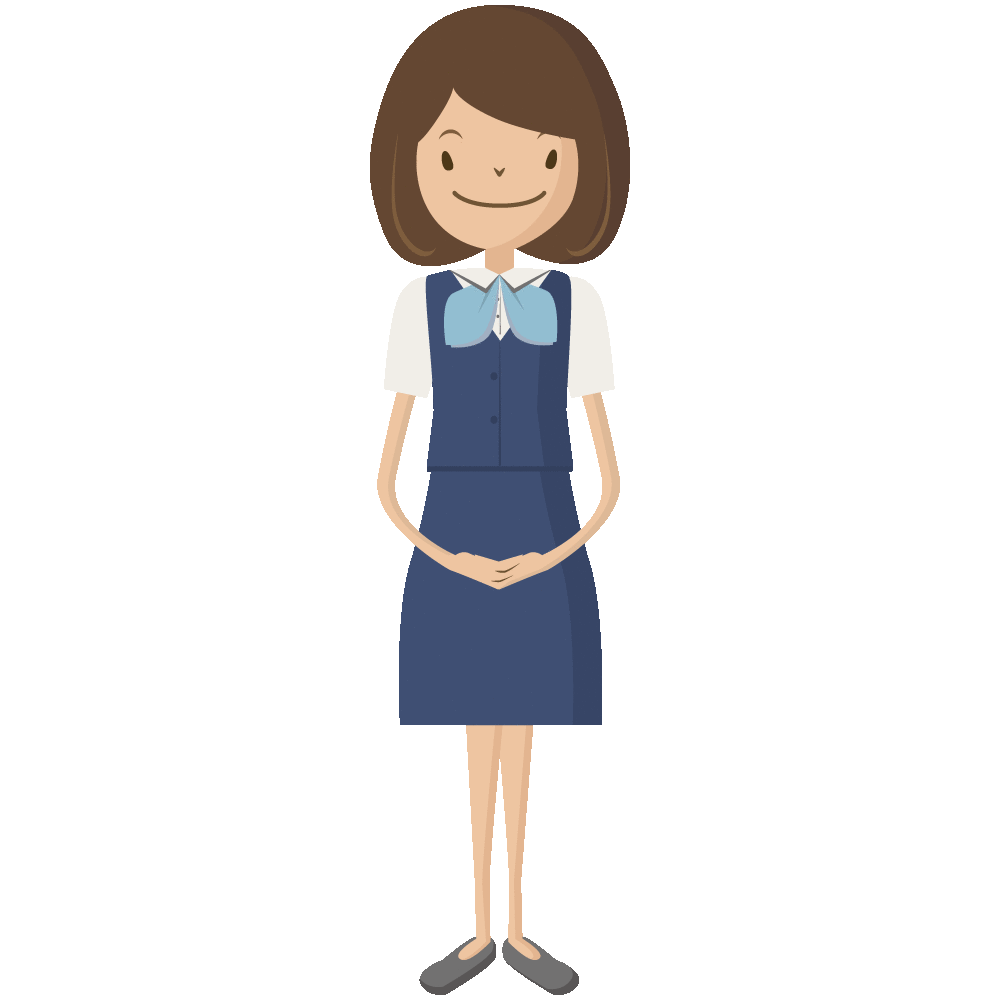 女性がお辞儀をする動くイラストです。
