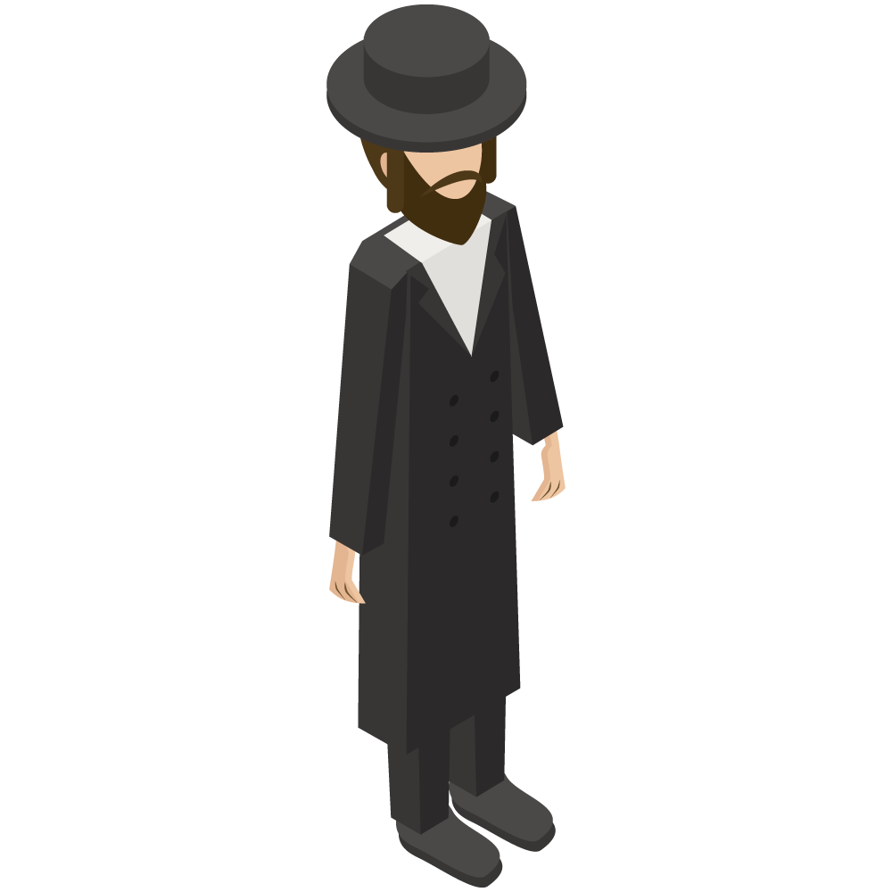 アイソメトリックの超正統派のユダヤ教徒のイラストです。