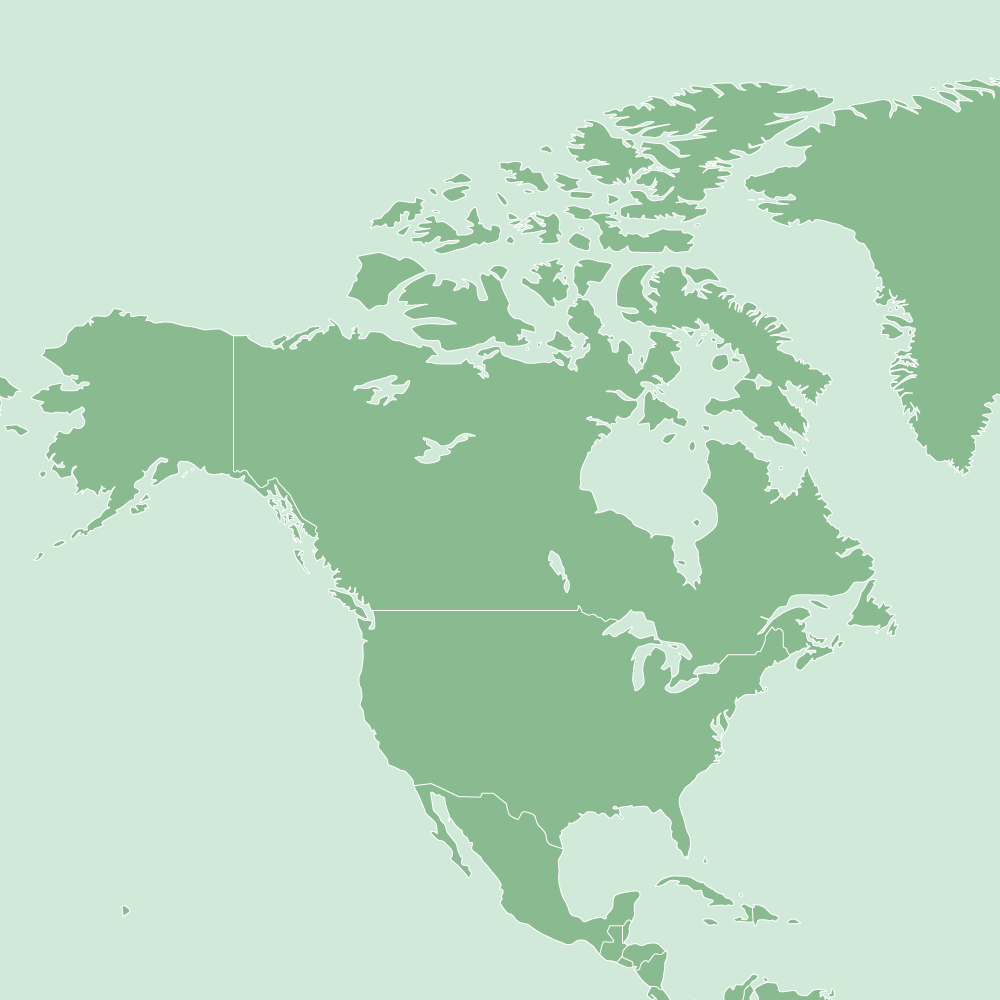 シンプルで見やすい、北アメリカ・中央アメリカ周辺の白地図です。