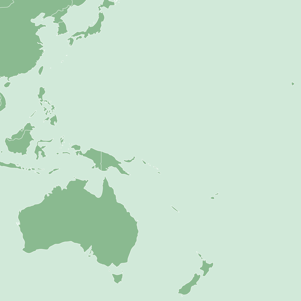 シンプルで見やすい、オセアニア・ミクロネシア連邦周辺の白地図です。