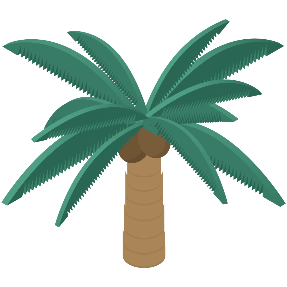 アイソメトリックの椰子の木のイラストです。