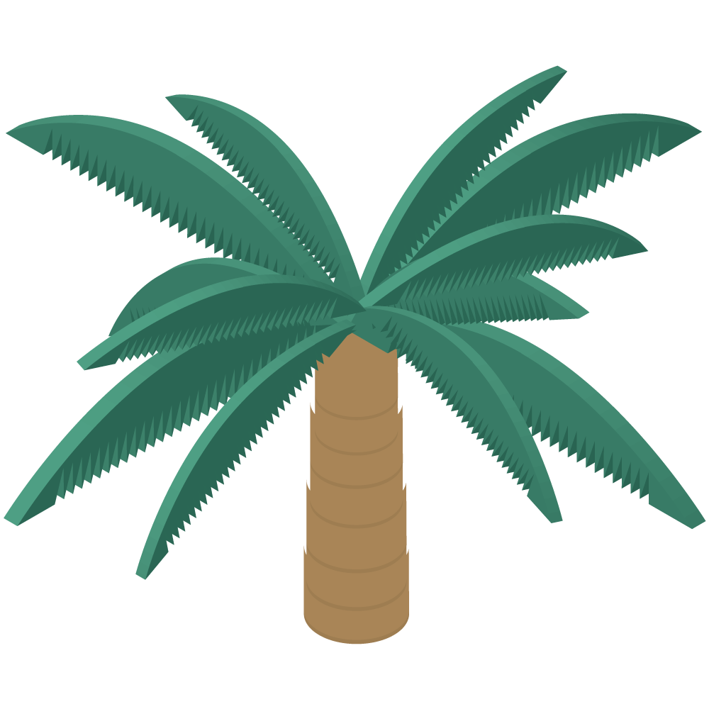 アイソメトリックの椰子の木のイラストです。