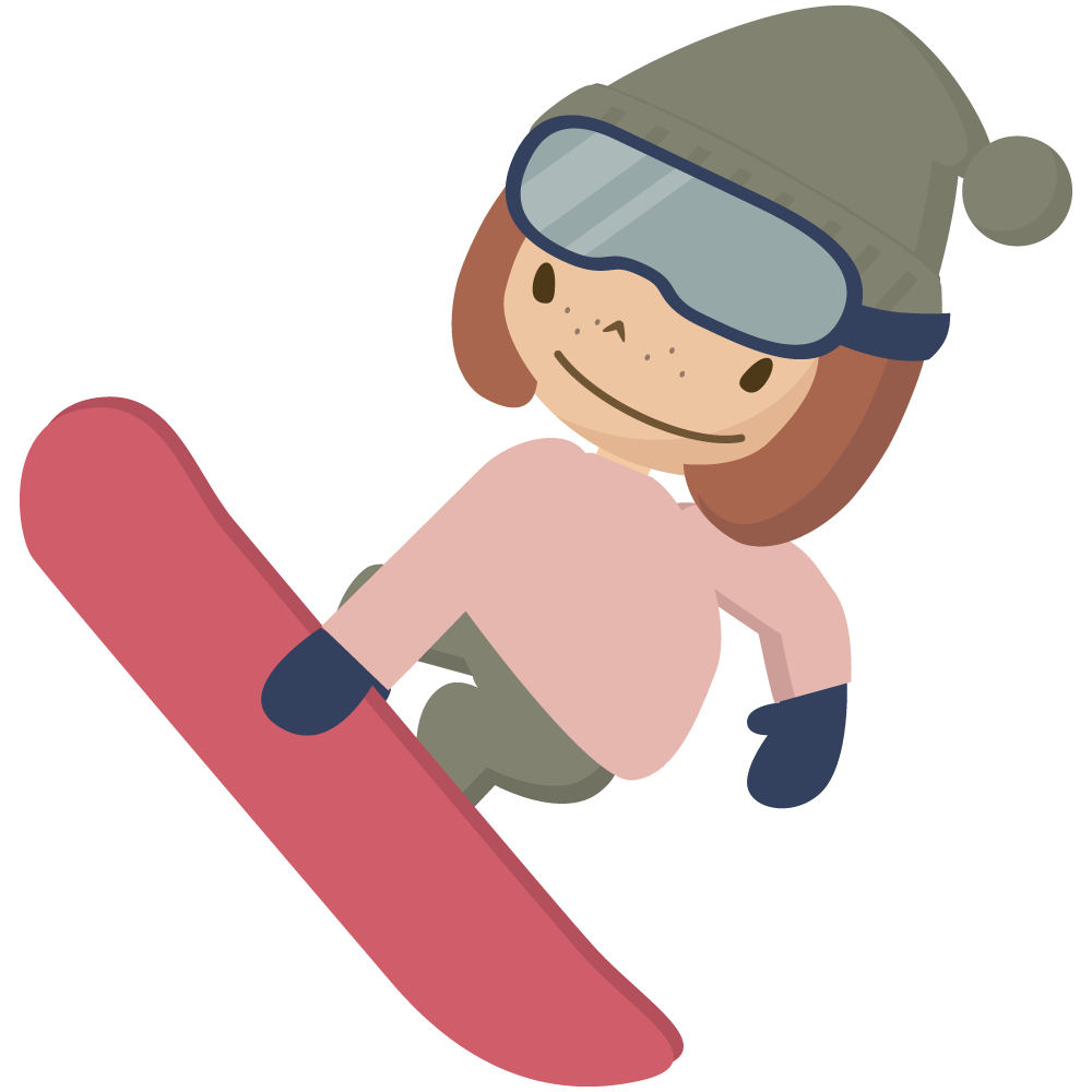 女の子がスノーボードをしているイラストです。