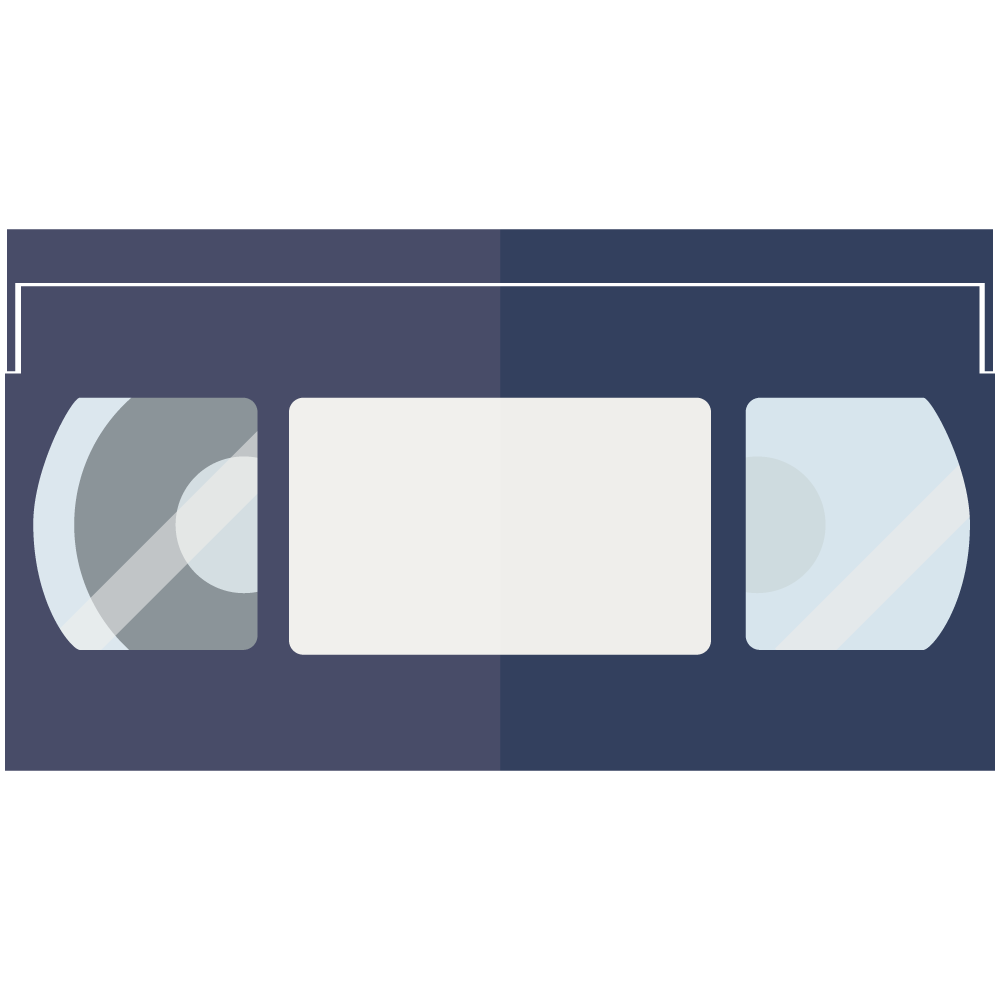 シンプルなVHSのビデオテープのイラストです。