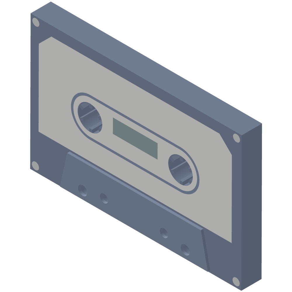アイソメトリックのカセットテープのイラストです。