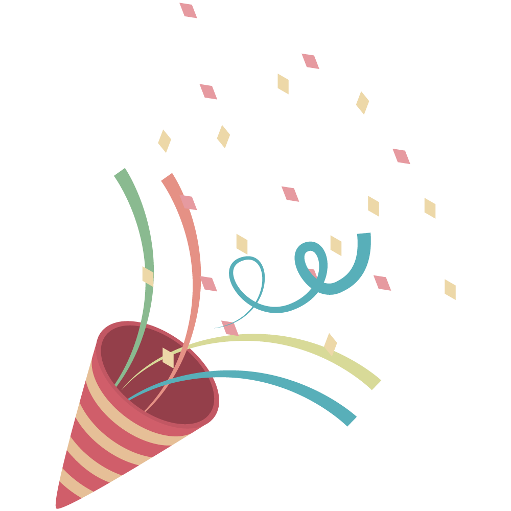 テープが飛び出すクラッカーのイラストです。