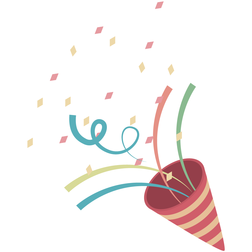 テープが飛び出すクラッカーのイラストです。