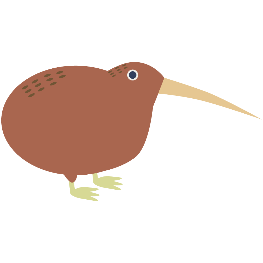 シンプルなニュージーランドの国鳥キウイのイラストです。