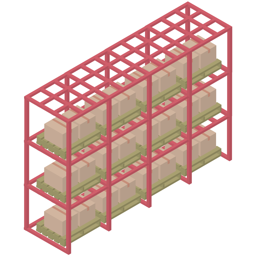 アイソメトリックの倉庫のネステナーのイラストです。