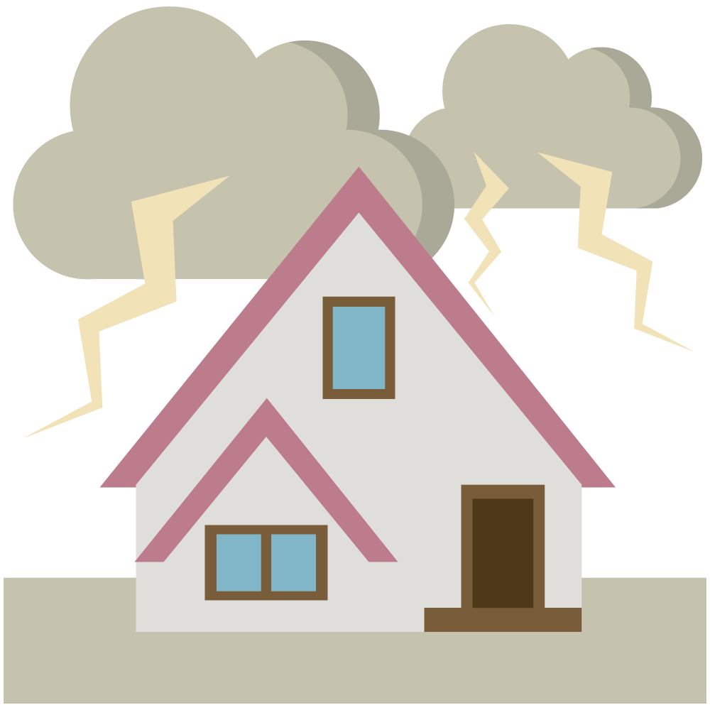雷の被害にあった家のイラストです。