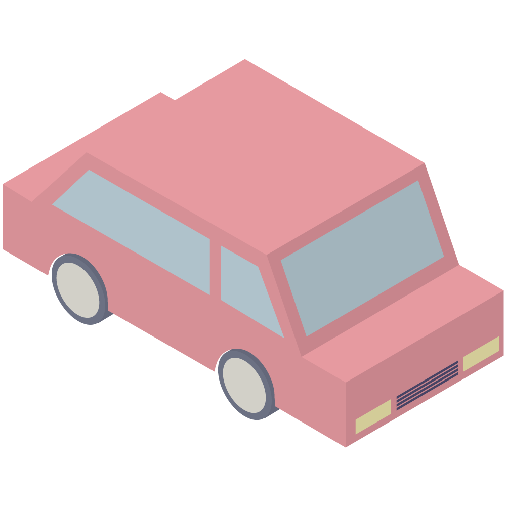 アイソメトリックの赤い車のイラストです。