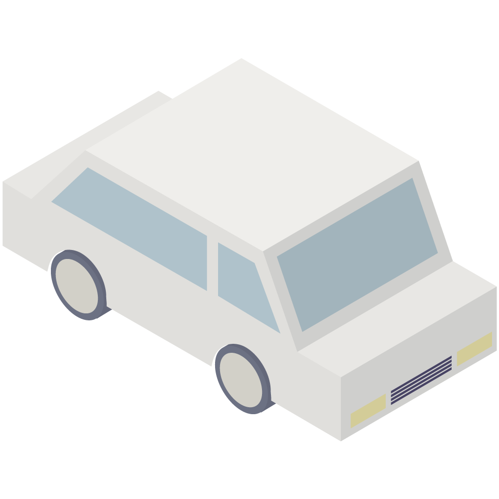 アイソメトリックの白い車のイラストです。