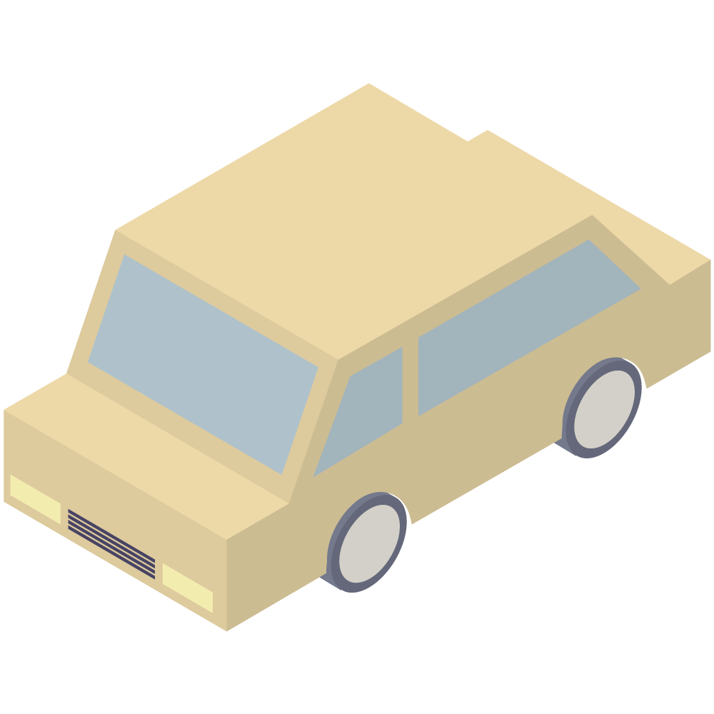 アイソメトリックの黄色い車のイラストです。