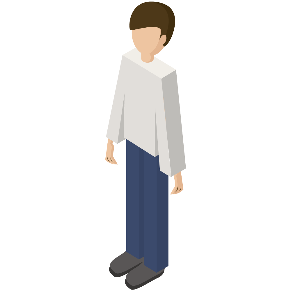 アイソメトリック風の男性のイラストです。