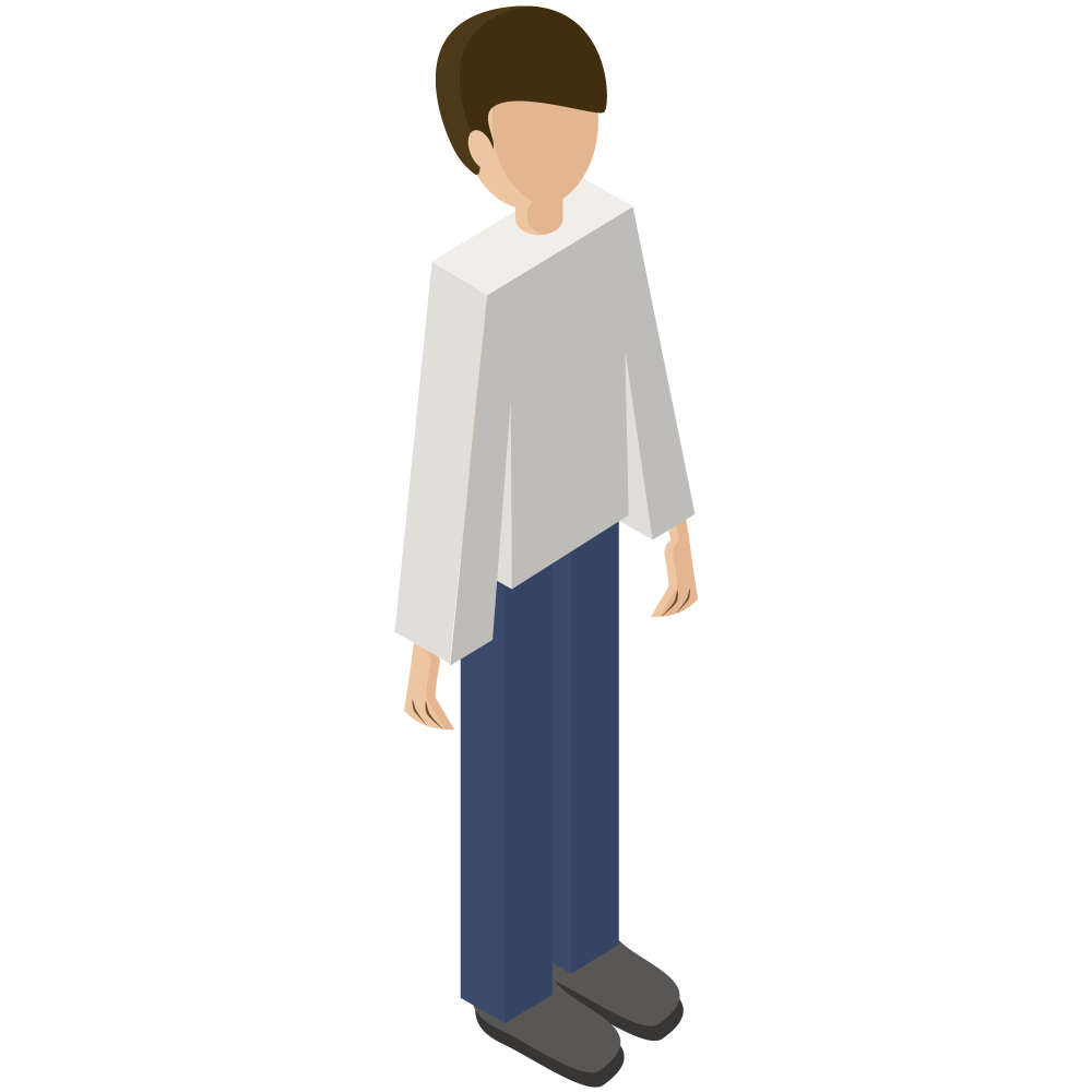 アイソメトリック風の男性のイラストです。