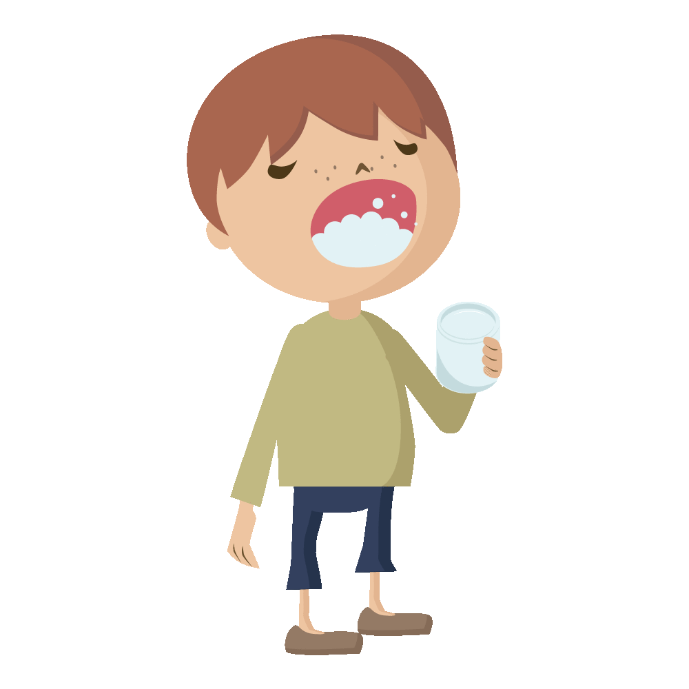 うがいをする男の子のGIFアニメーションです。