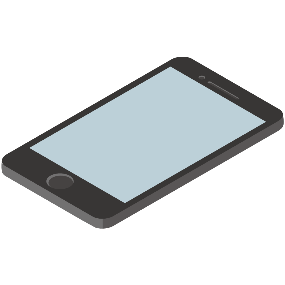 アイソメトリック風のスマートフォンのイラストです。