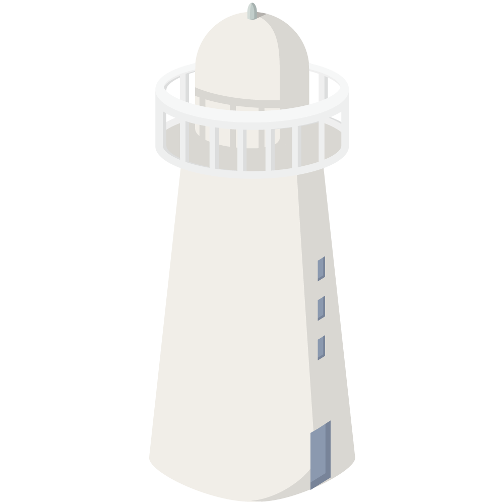 アイソメトリック風の灯台のイラストです。