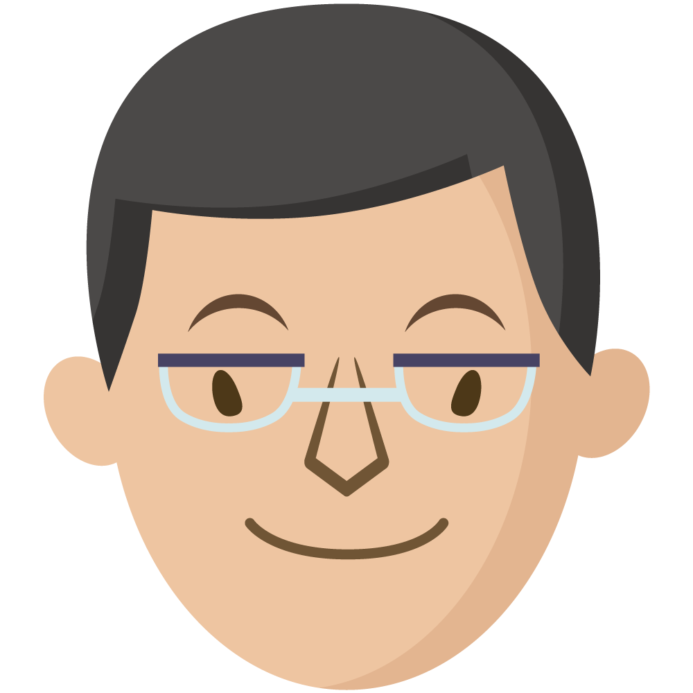 眼鏡をかけた男性の顔のイラストです。