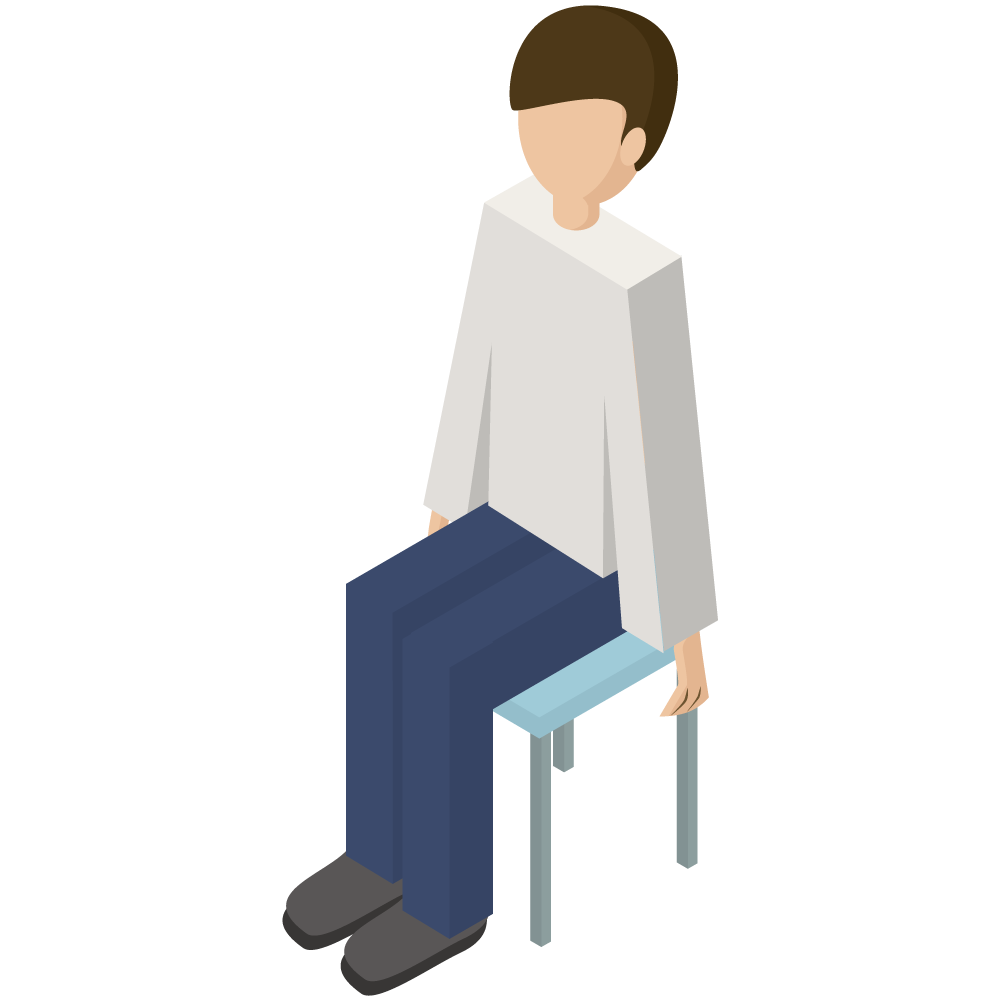 アイソメトリック風の椅子に座っている男性のイラストです。
