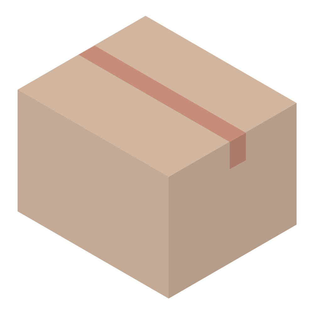 アイソメトリックで描いた段ボール箱のイラスト素材です。