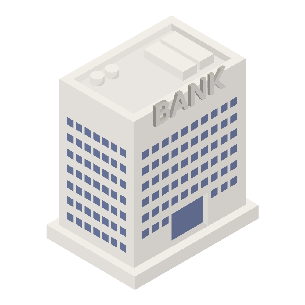 アイソメ図で表現した銀行のイラストです。